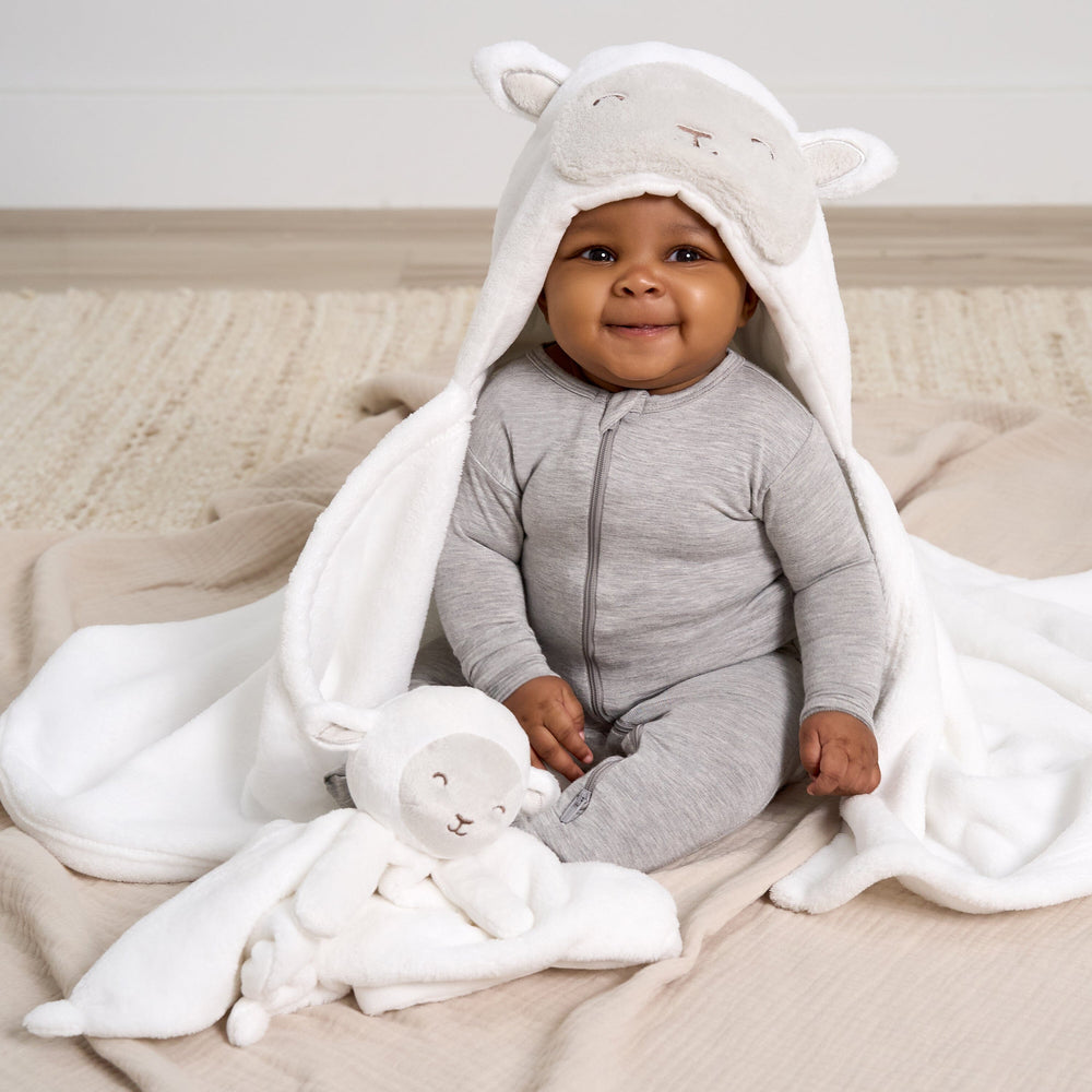 2-Pack Baby & Toddler Neutral Lamb Wearable Blanket & Security Blanket Set