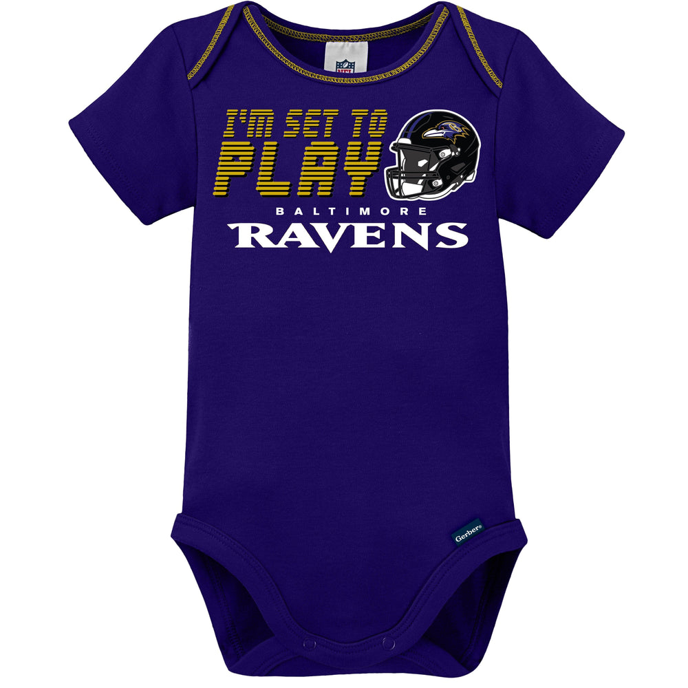 3-Pack Baby Boys Ravens Short Sleeve Bodysuits