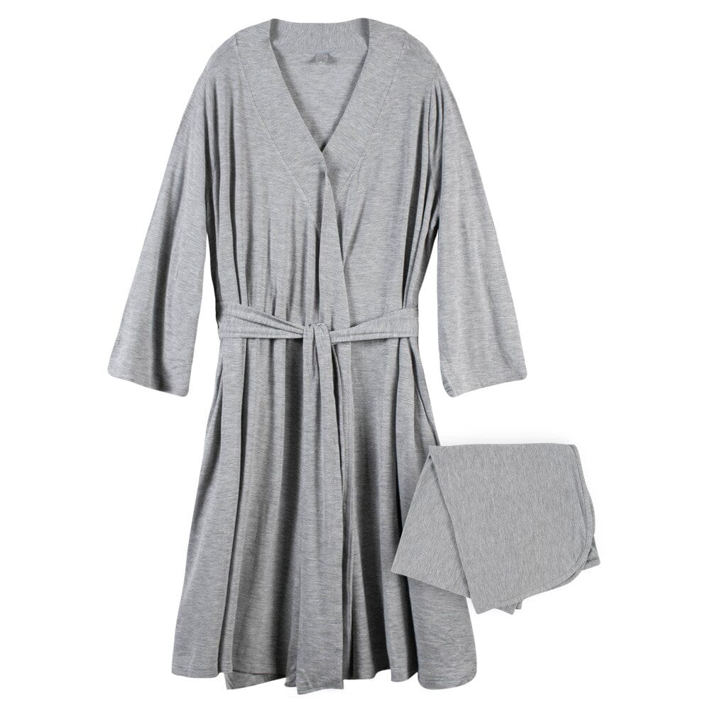 2-Piece Mommy & Me Gray Robe & Swaddle Set