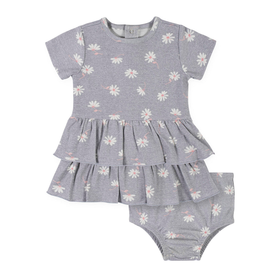 2-Piece Baby Girls Daisy Dress & Diaper Cover