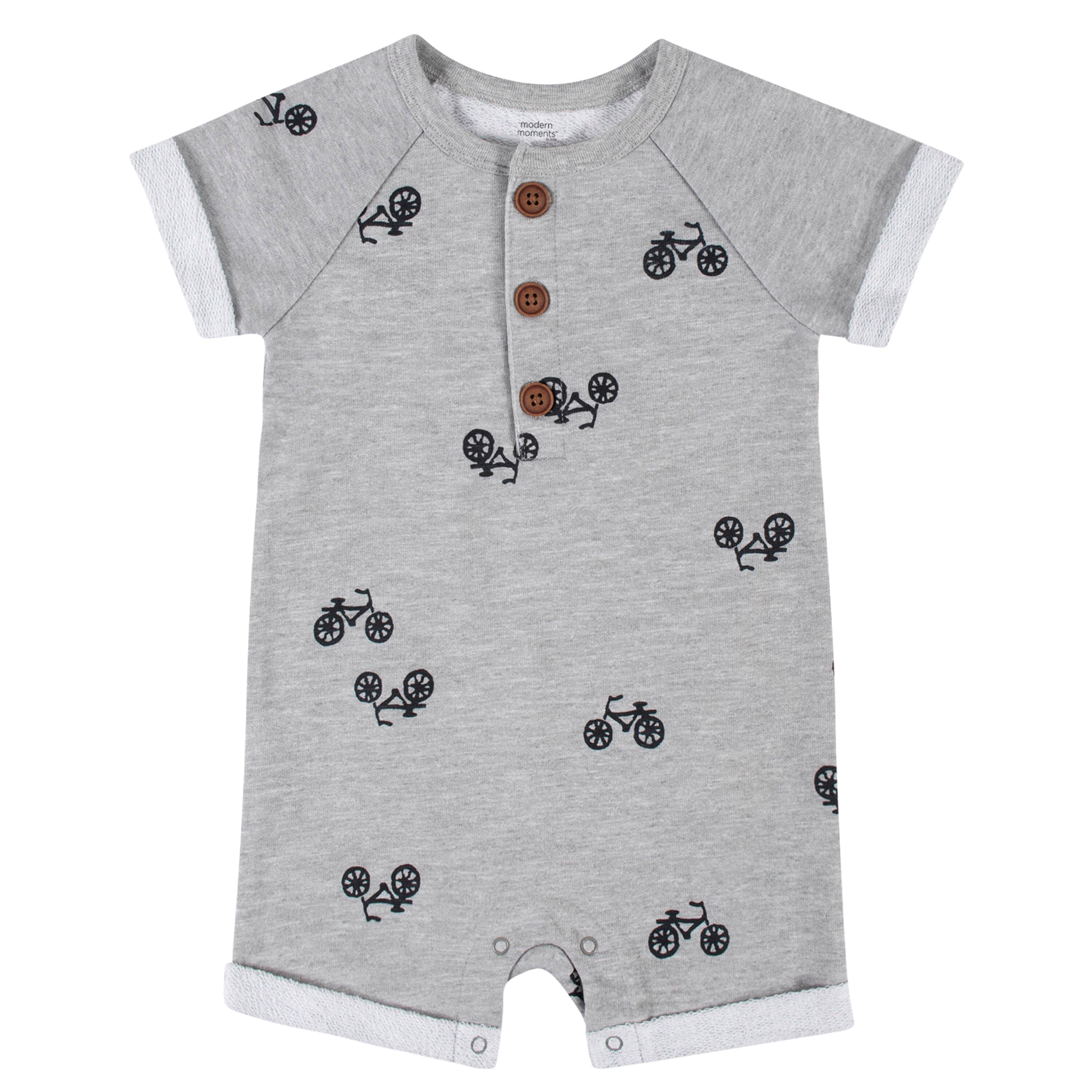gvdentm Baby Romper Infant Boys Short Sleeve Print Romper Clothes Summer  Boy Outfits Dark Gray,80 