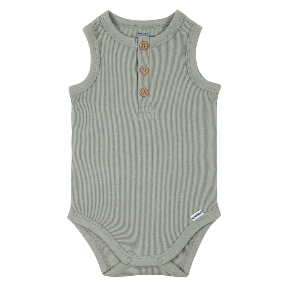 2-Pack Baby Boys Green Ivory Sleeveless Onesies® Bodysuits