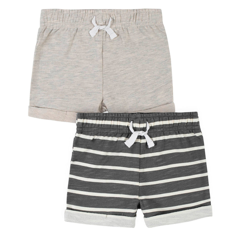 2-Pack Baby Boys Grey Stripe Shorts
