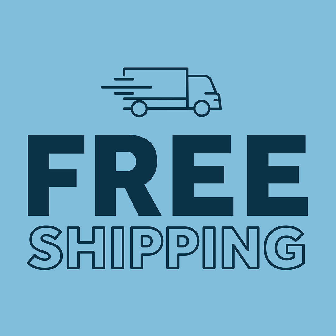 Free shipping logo featuring a truck on a blue background, symbolizing delivery without additional costs.