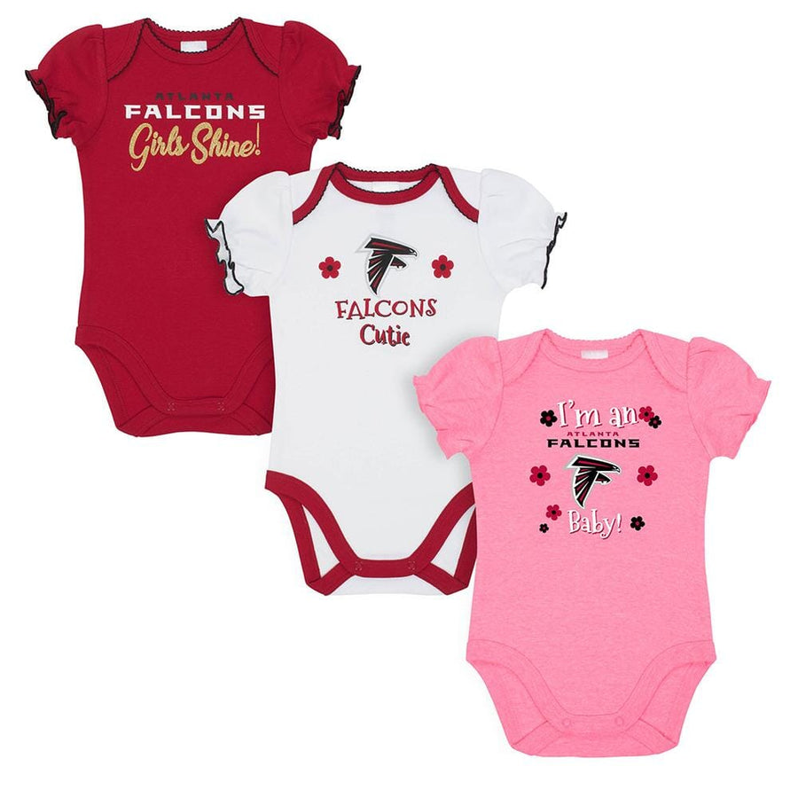 Atlanta Falcons Baby Girl Short Sleeve Bodysuit, 3-pack -Gerber Childrenswear