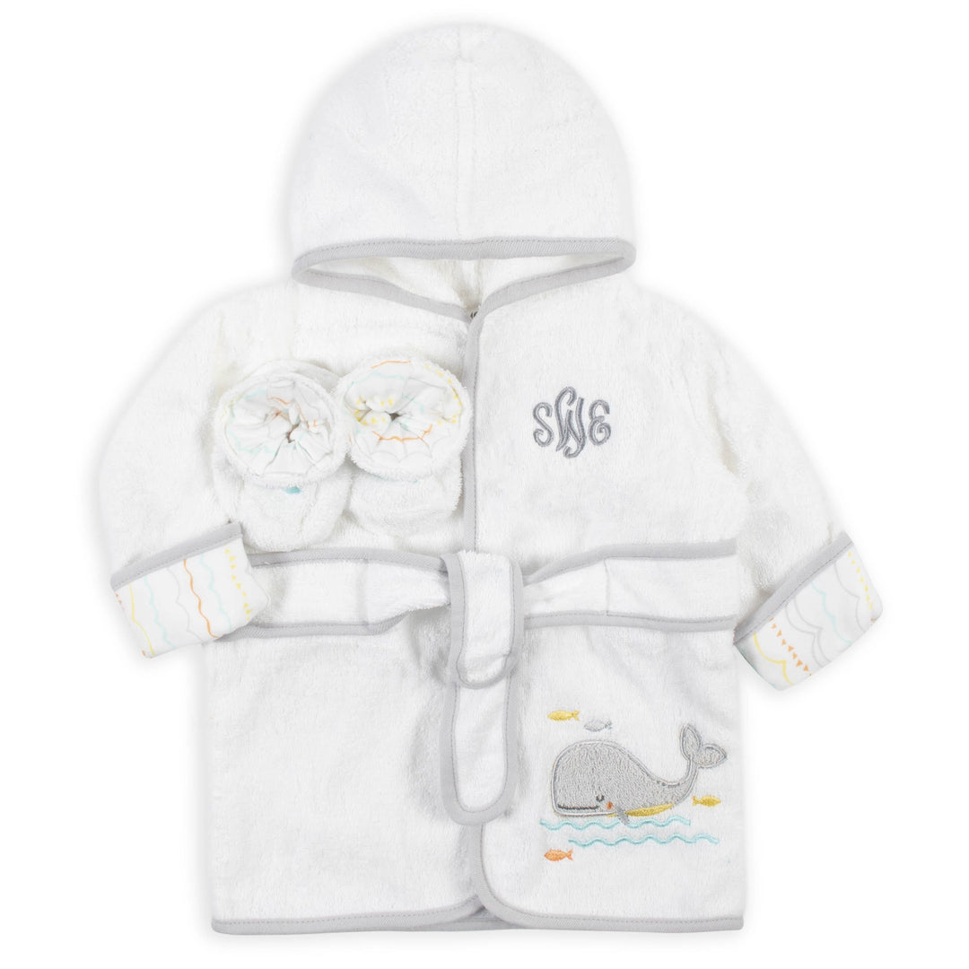 Embroidered 2-Piece Baby Whale Woven Terry Robe and Booties (3-9M)-Gerber Childrenswear