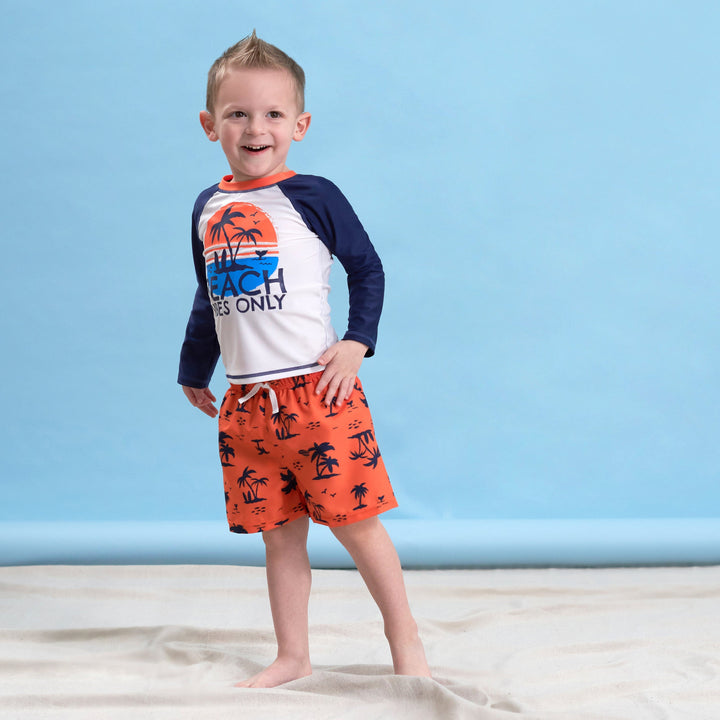 2-Piece Baby & Toddler Boys Vacation Vibes Rash Guard & Swim Trunks Set-Gerber Childrenswear