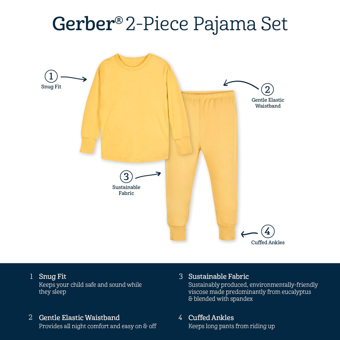 2-Piece Infant & Toddler Yolk Yellow Buttery-Soft Viscose Made from Eucalyptus Snug Fit Pajamas