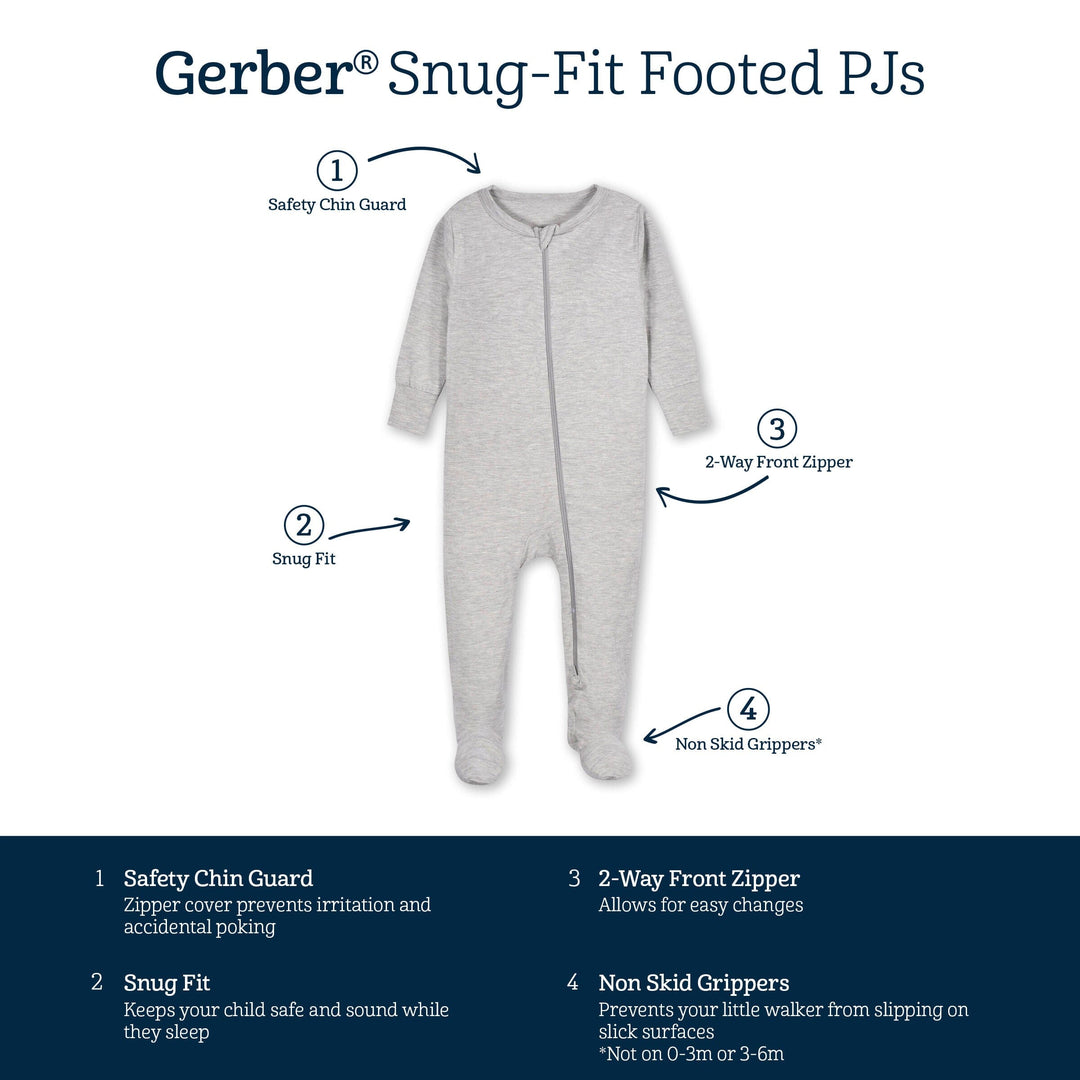 Baby & Toddler Glacier Gray Buttery Soft Viscose Made from Eucalyptus Snug Fit Footed Pajamas