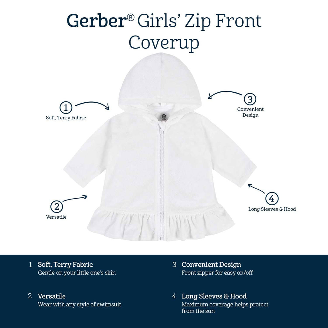 Baby & Toddler Girls White Zipper Hoodie Terry Coverup