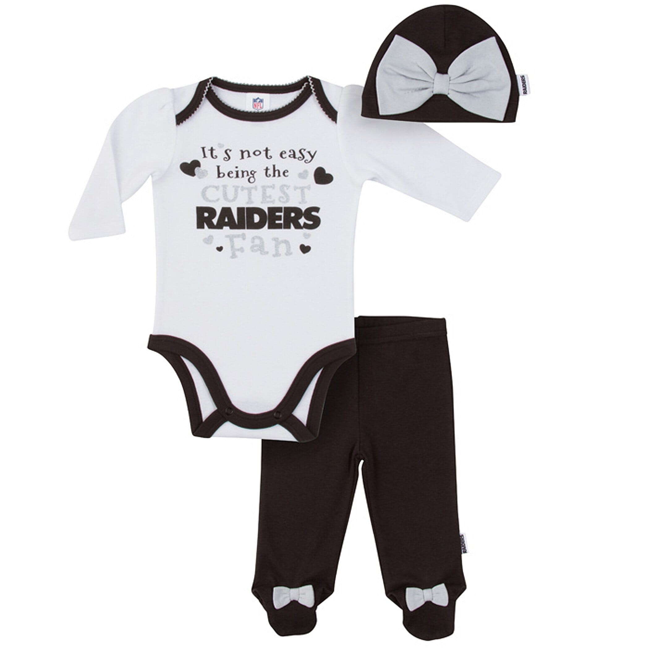 Las Vegas Raiders Baby Girl Outfit, 3pc Set