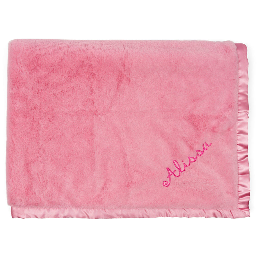Embroidered Girls Light Pink Plush Blanket
