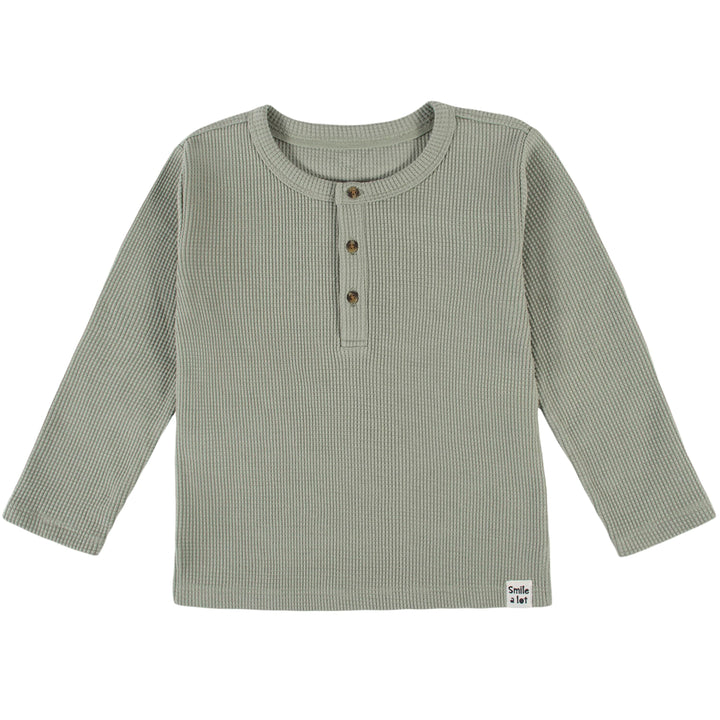2-Pack Infant & Toddler Boys Seagrass & Pumice Stone Long Sleeve Henley Shirts
