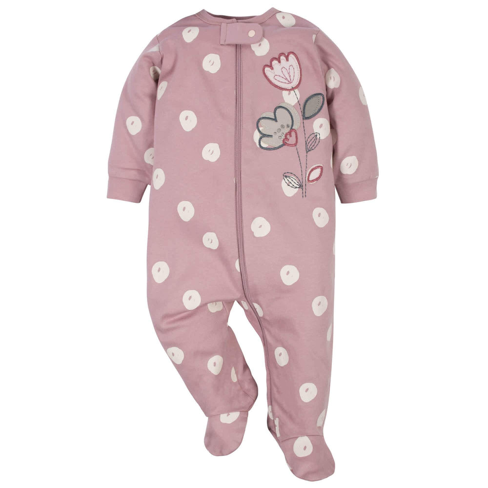 Gerber® Organic 2-Pack Baby Girls Dotted Line Sleep 'n Plays-Gerber Childrenswear