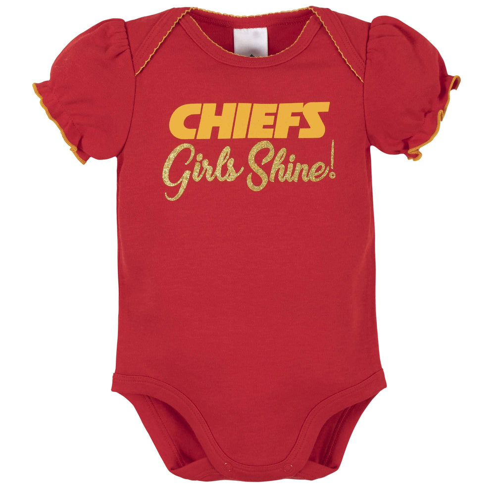 Kansas City Chiefs Baby Girls Short Sleeve Bodysuits-Gerber Childrenswear