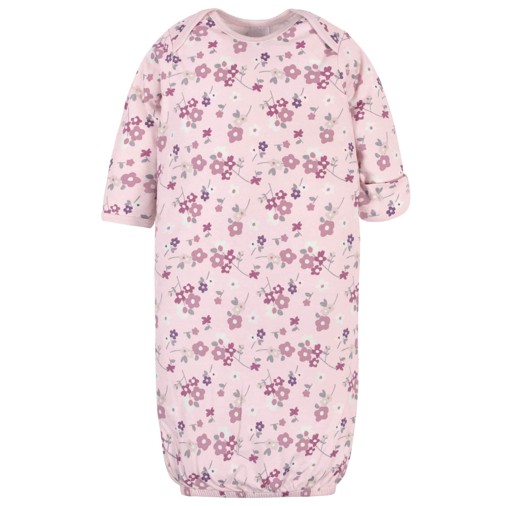 4-Piece Organic Baby Girls Fox Gowns & Caps-Gerber Childrenswear