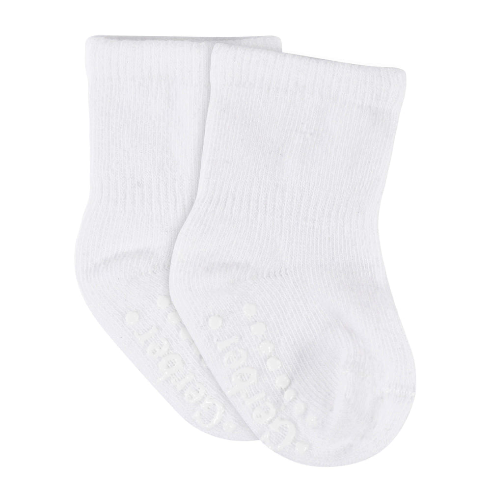 8-Pack Baby & Toddler White Wiggle-Proof™ Jersey Crew Socks-Gerber Childrenswear