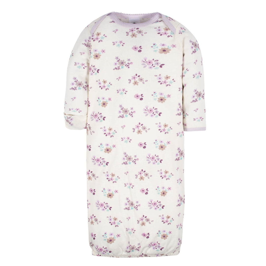 4-Pack Baby Girls Lavender Garden Gowns