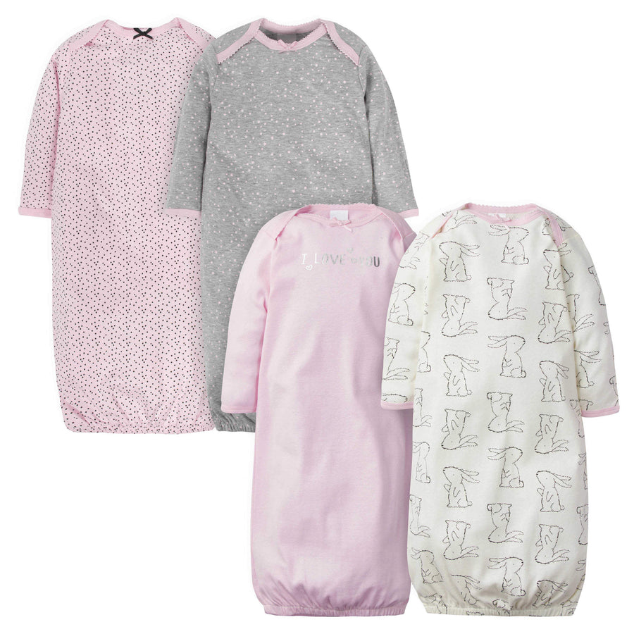 4-Pack Baby Girls Bunny Gowns