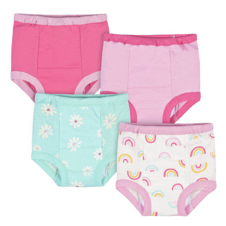 4-Pack Toddler Girls Rainbows & Daisies Training Pants