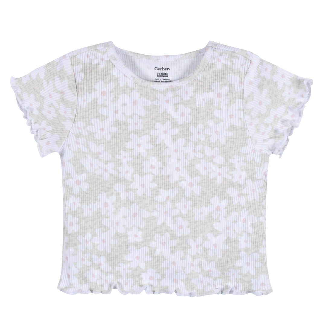 3-Pack Baby & Toddler Girls Sweet Florals Short Sleeve Tees-Gerber Childrenswear