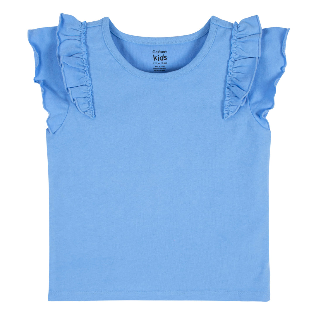 2-Pack Infant & Toddler Girls Blue Double Ruffle Tops