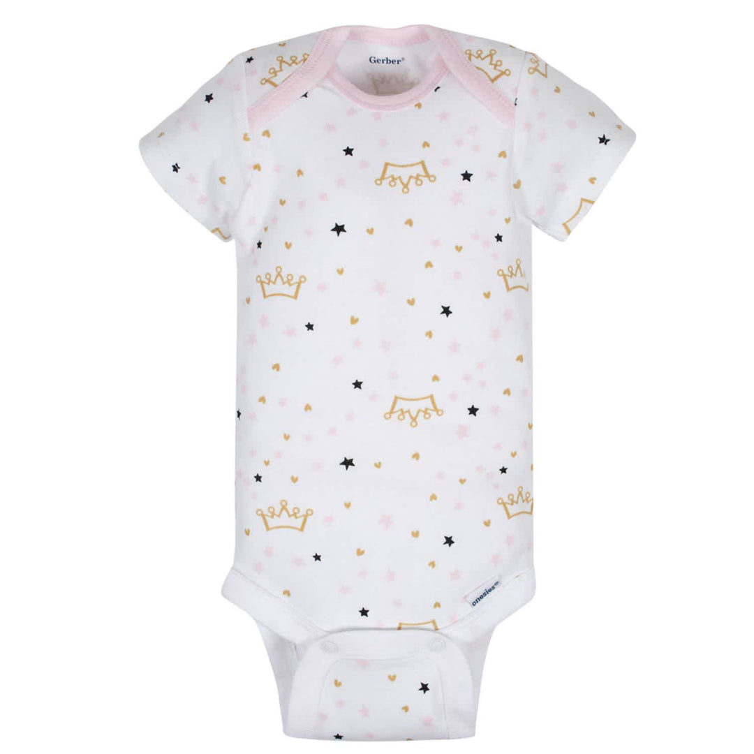Organic 3-Pack Baby Girls Princess Short Sleeve Onesies® Bodysuits-Gerber Childrenswear