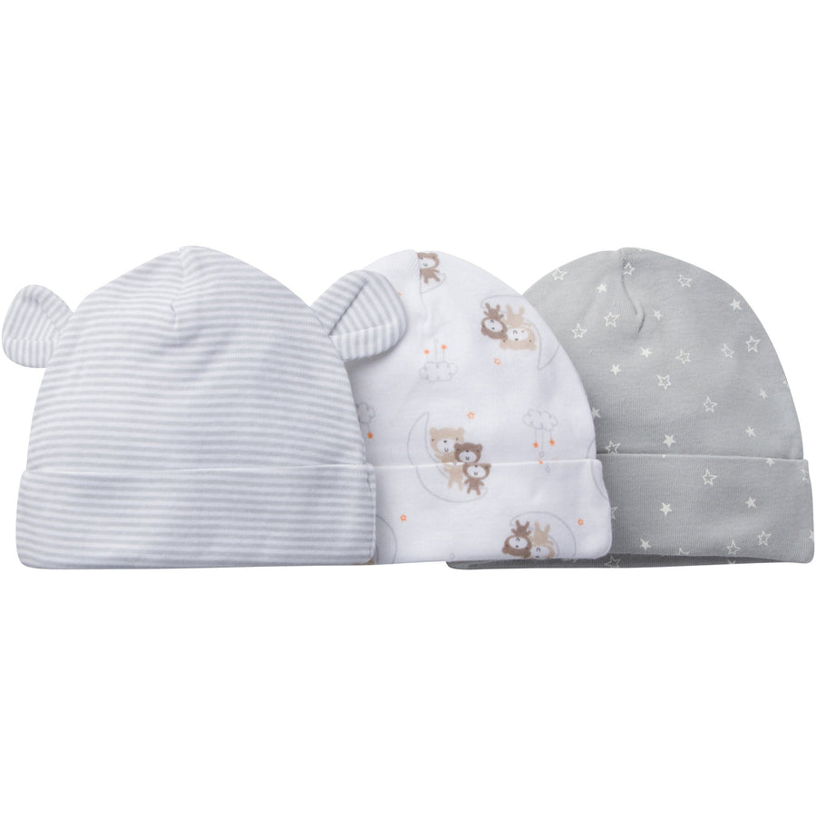 Gerber Newborn Baby Unisex Assorted Caps, 3-Pack-Gerber Childrenswear