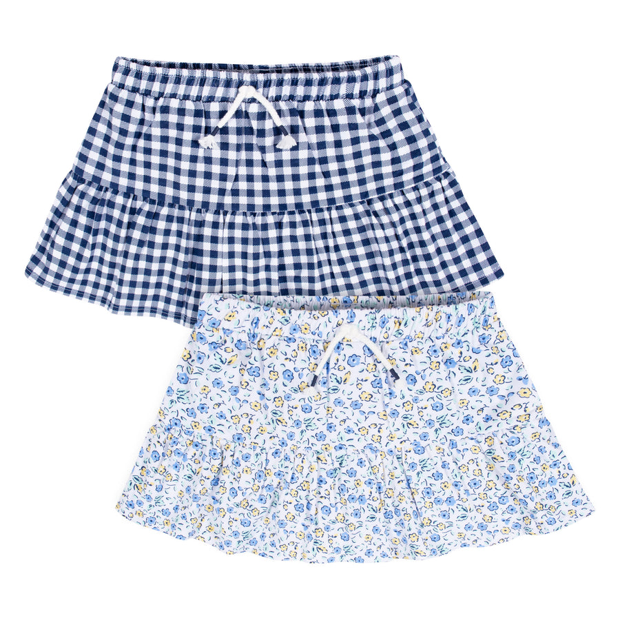 2-Pack Infant & Toddler Girls Blue Floral Skorts
