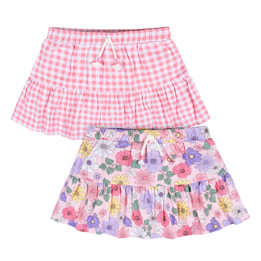 2-Pack Infant & Toddler Girls Pink Floral Skorts