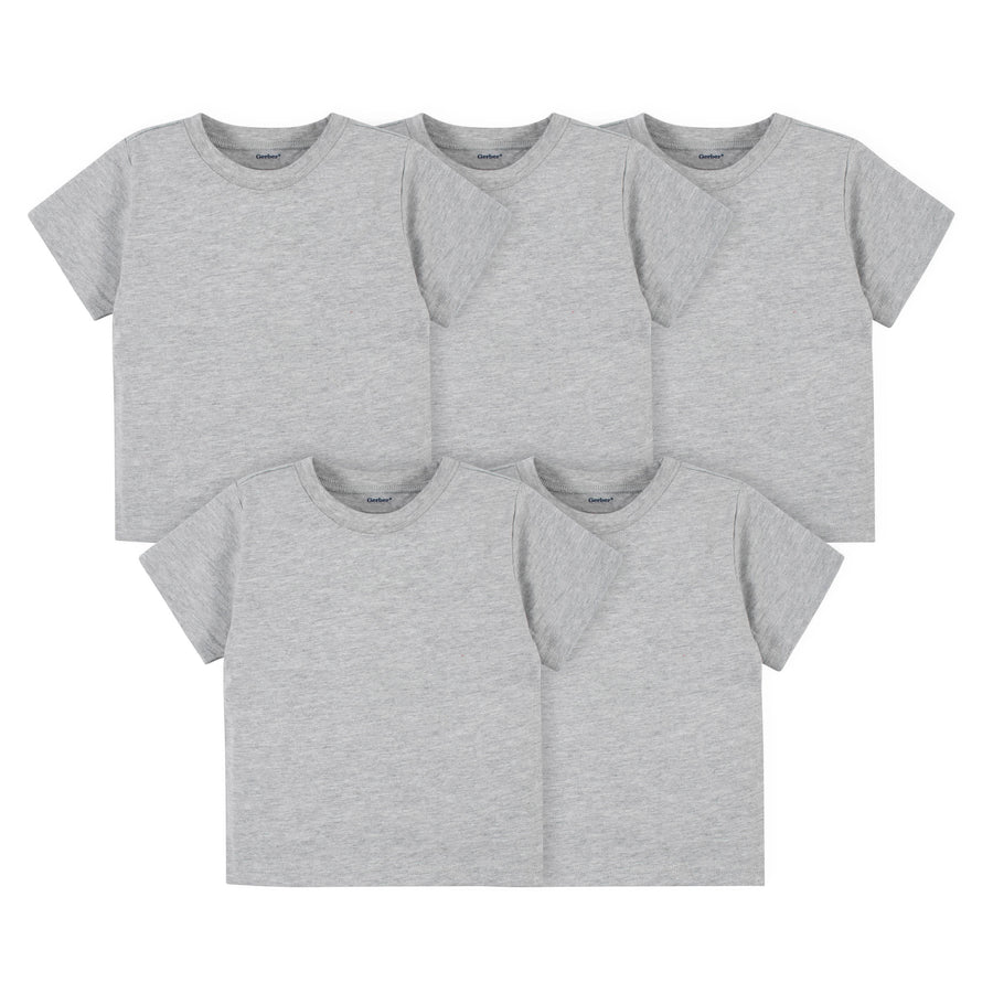 5-Pack Baby & Toddler Heather Grey Premium Short Sleeve Tees-Gerber Childrenswear