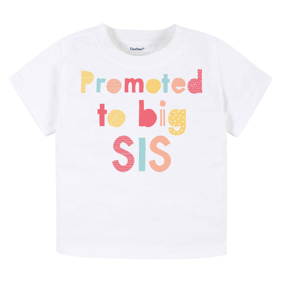 Baby & Toddler Girl "Promoted To Big Sis" Short Sleeve Tee-Gerber Childrenswear