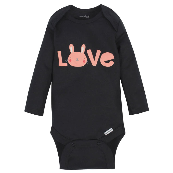 6-Pack Baby Girls Bunny Long Sleeve Onesies® Brand Bodysuits