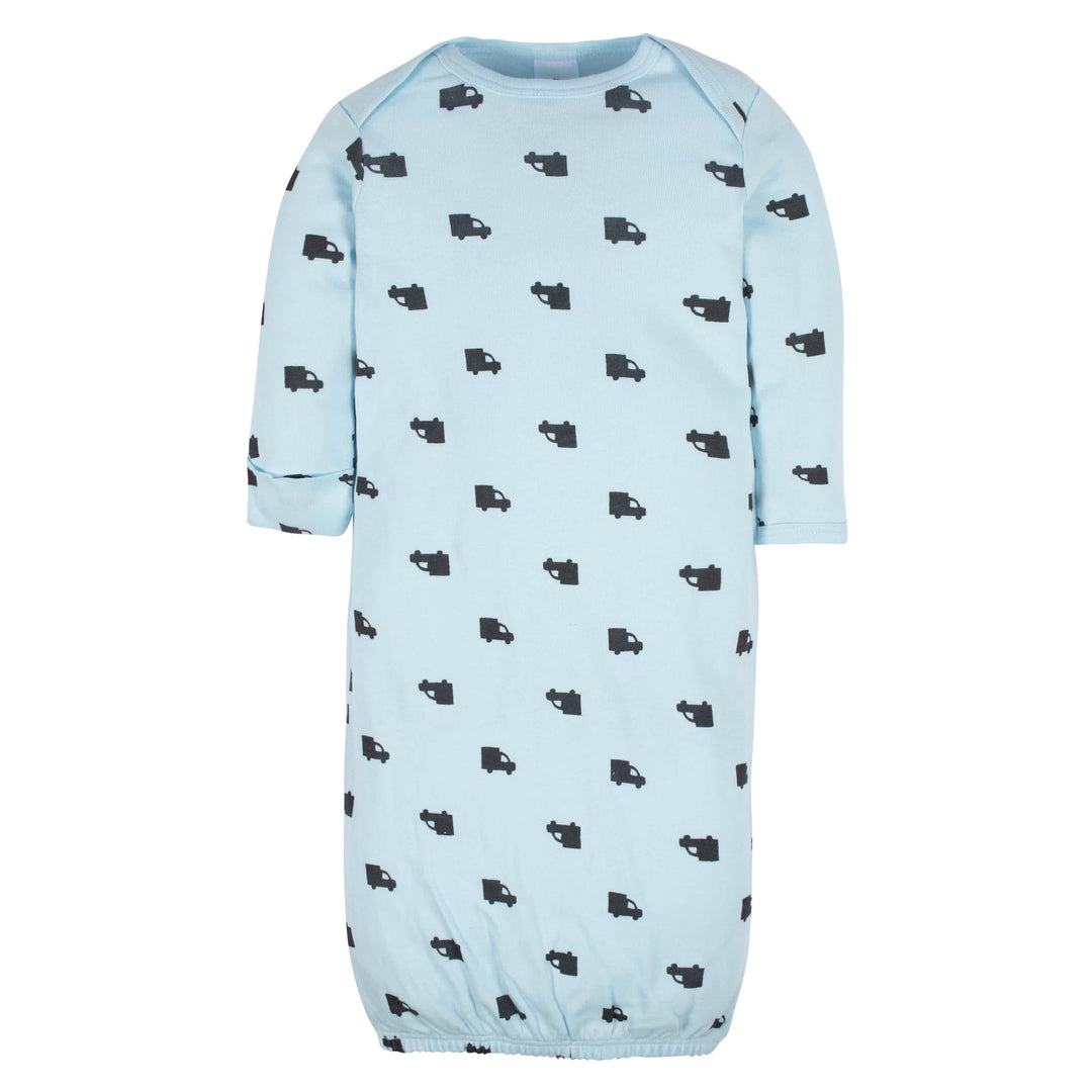 4-Pack Baby Boys Transportation Zone Gowns
