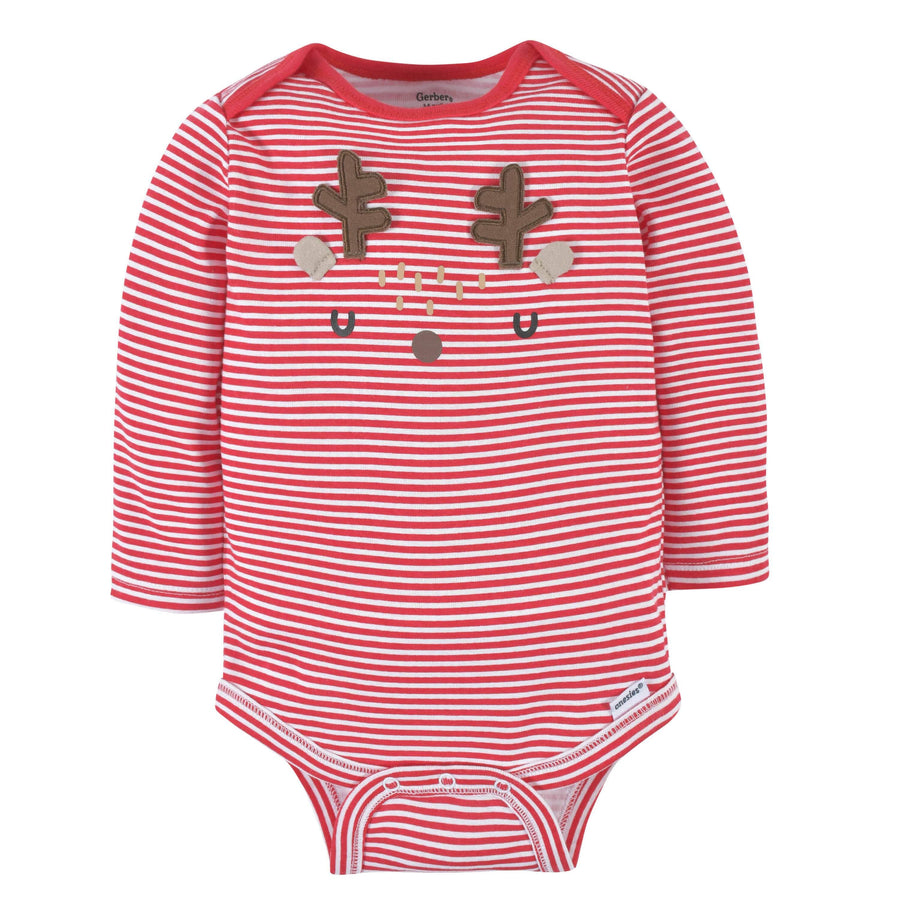 Baby Neutral Reindeer Long Sleeve Onesies® Bodysuit-Gerber Childrenswear