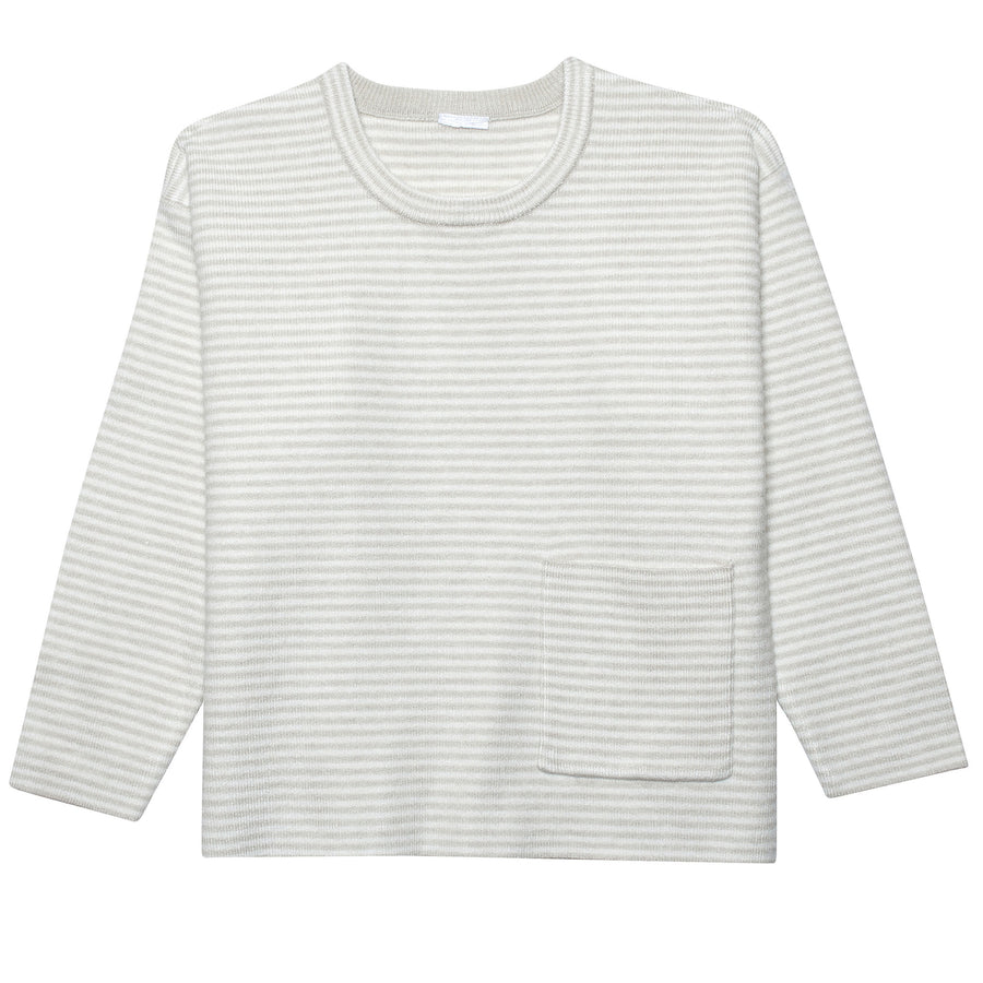 Infant & Toddler Boys Oatmeal Heather Striped Sweater with Pocket-Gerber Childrenswear