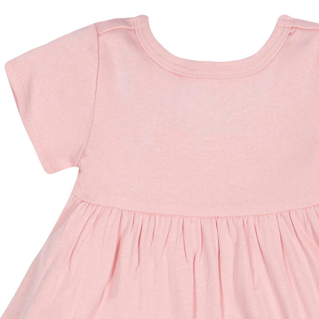 2-Pack Baby Girls Pink Floral Short Sleeve Dresses-Gerber Childrenswear