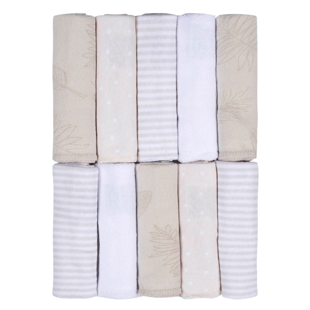 10-Pack Baby Neutral Natural Leaves Washcloths
