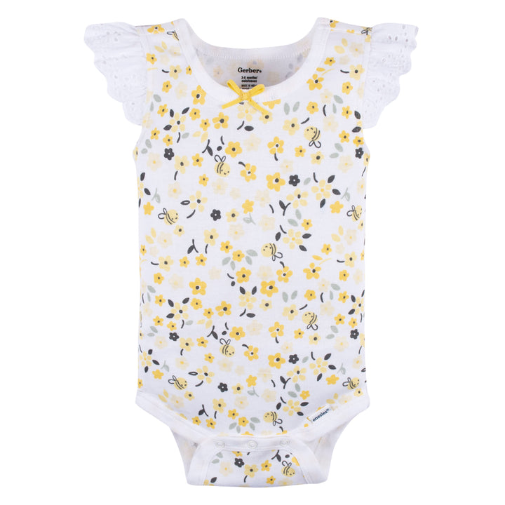 4-Pack Baby Girls Bee Garden Sleeveless Onesies® Bodysuits