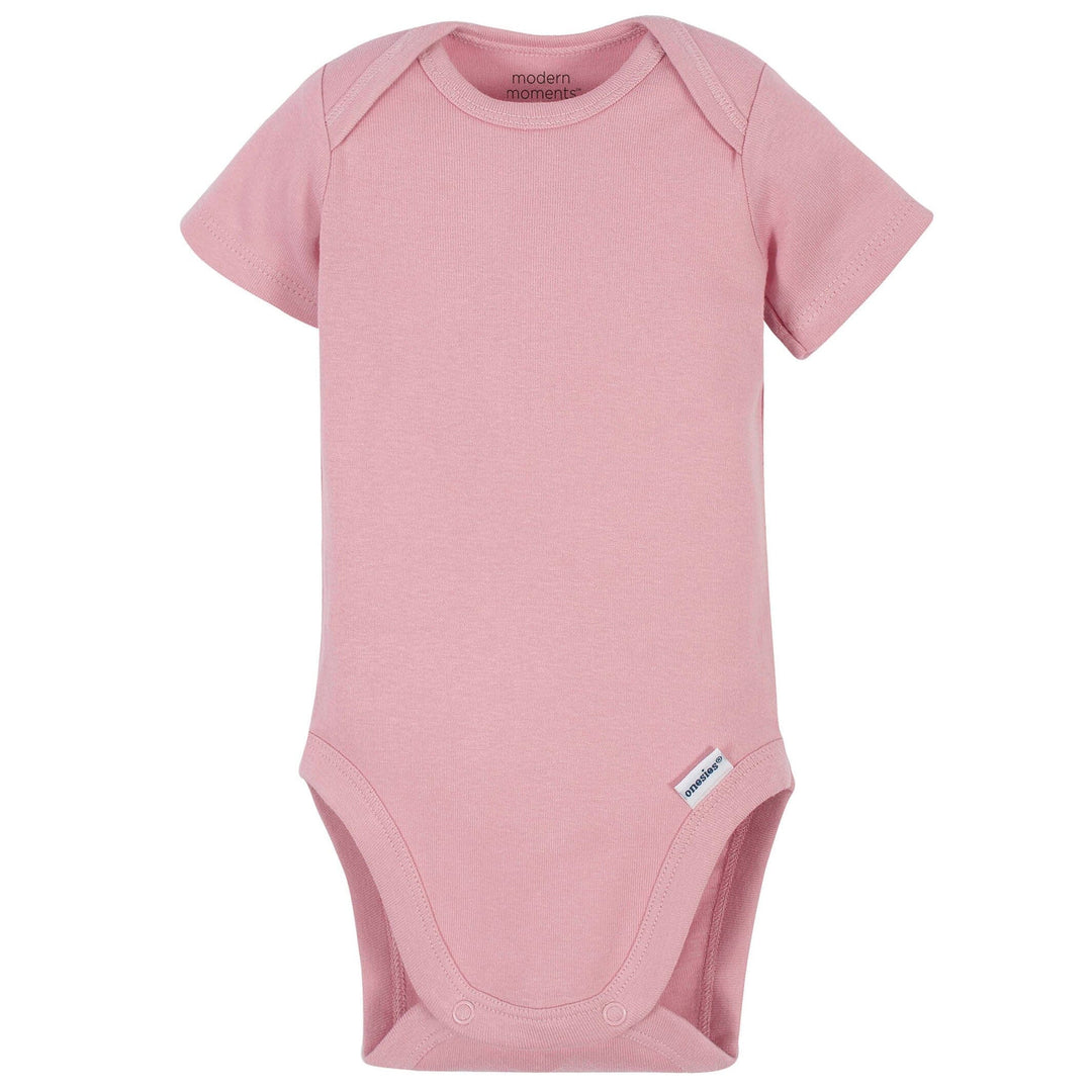 4-Pack Baby Girls Leaves & Stripes Short Sleeve Onesies® Bodysuits