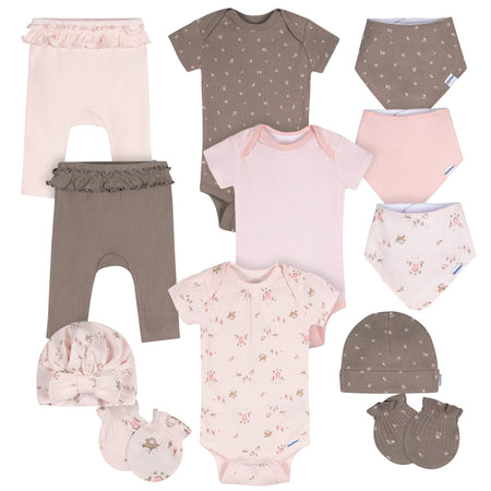 12-Piece Baby Girls Garden Everyday Basics Gift Set