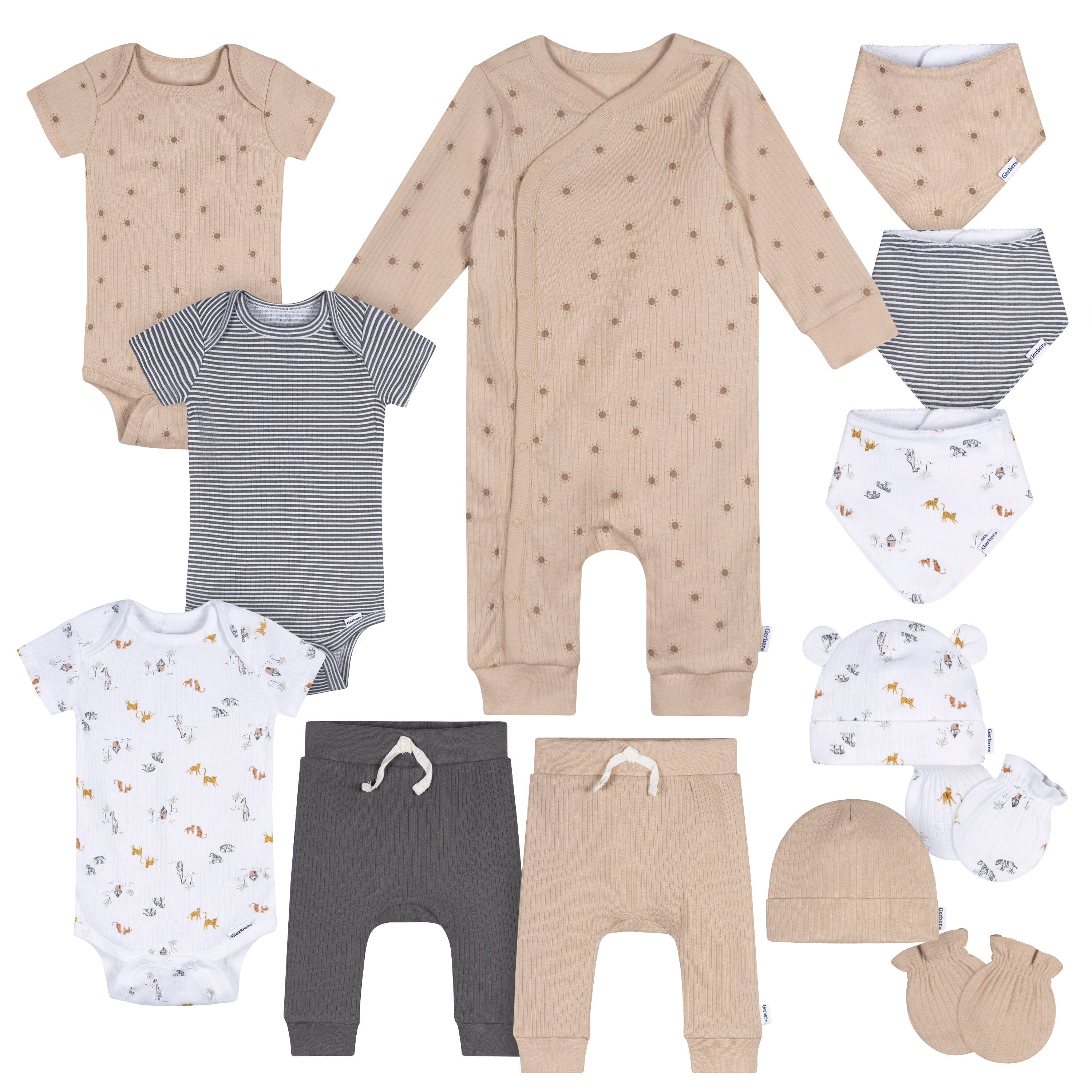 13-Piece Baby Neutral Safari Bundle Set Bundle Gerber Childrenswear 