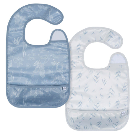 2-Pack Baby Boys Blue Wipeable Bibs