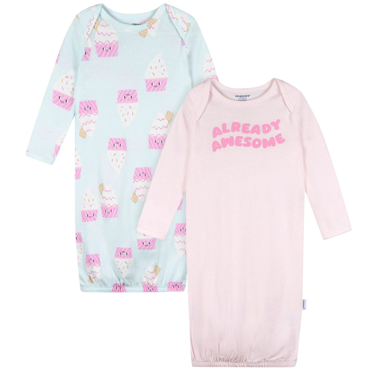 2-Pack Baby Girls Ice Cream Gowns Sleepwear Gerber® 