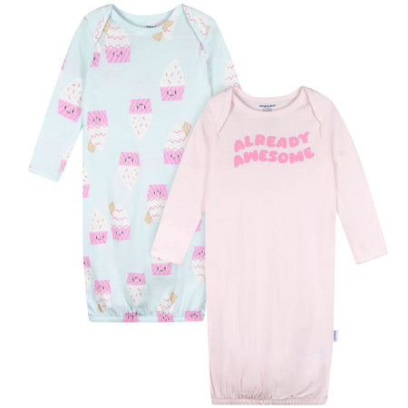 2-Pack Baby Girls Ice Cream Gowns