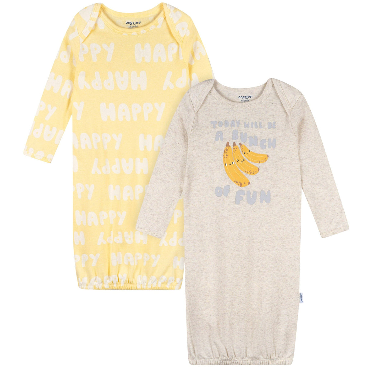 2-Pack Baby Neutral Bananas Gowns Sleepwear Gerber® 
