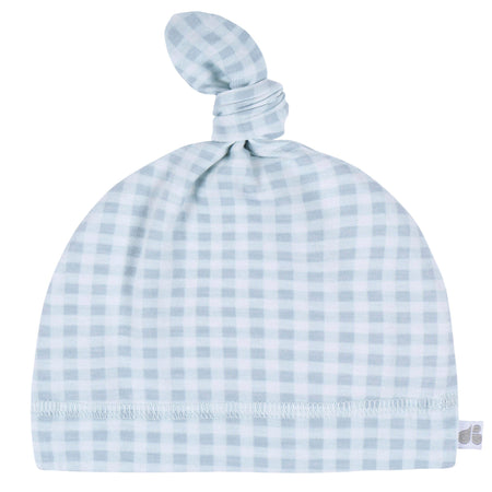 2-Piece Baby Boys Blue Plaid Swaddle Blanket & Hat Set