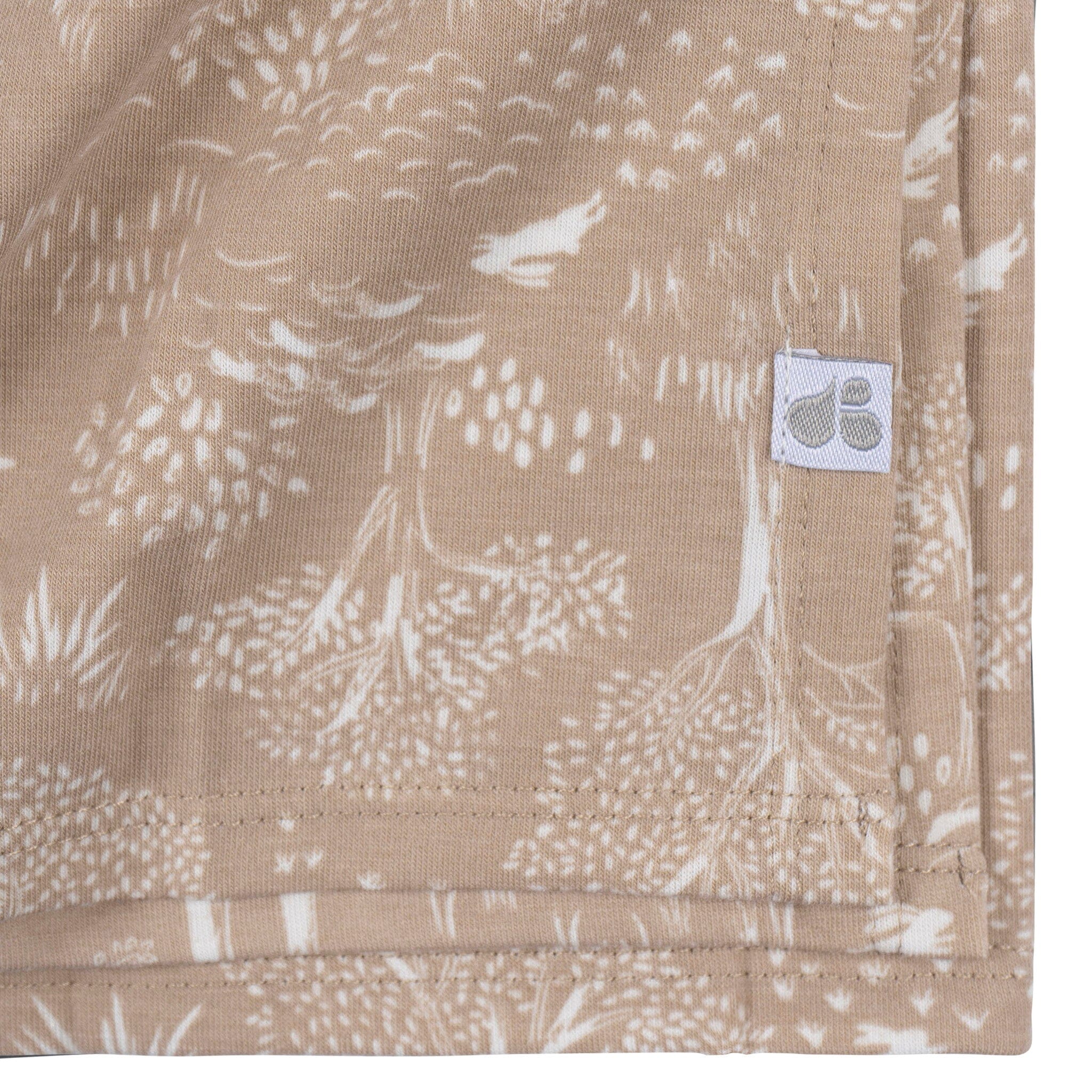 2-Piece Baby Neutral Ivory Tan Forest Swaddle Blanket & Hat Set Gerber® 
