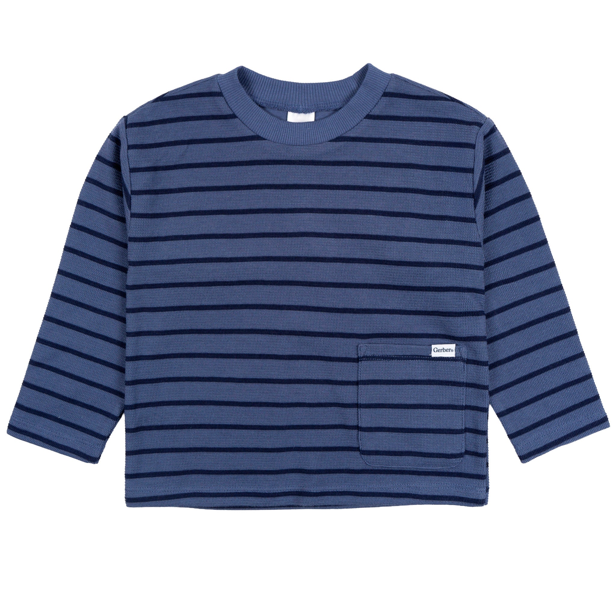 2-Piece Toddler Boys Blue Stripe Long Sleeve Top & Jogger Set