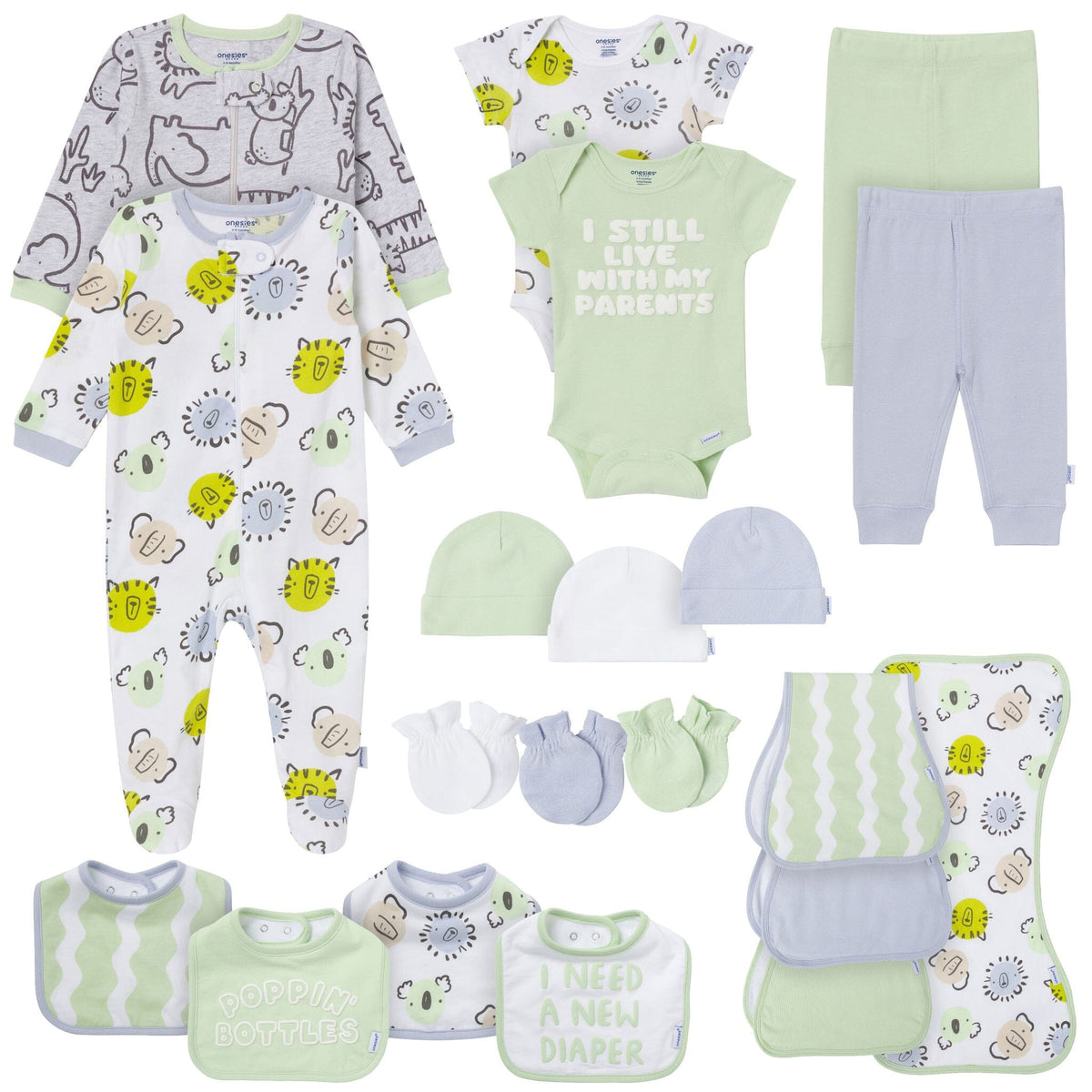 20-Piece Baby Neutral I Still Live With My Parents Layette outfits Onesies® Brand 
